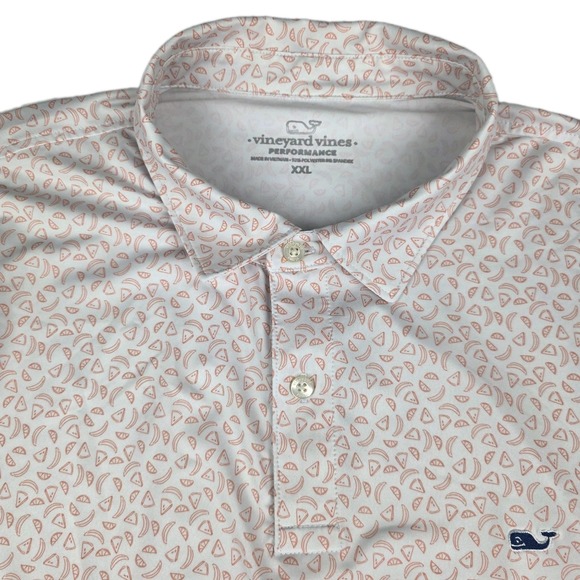 Vineyard Vines Other - Vineyard Vines Performance Polo Shirt Mens XXL Orange Fruit Print Whale Stretch